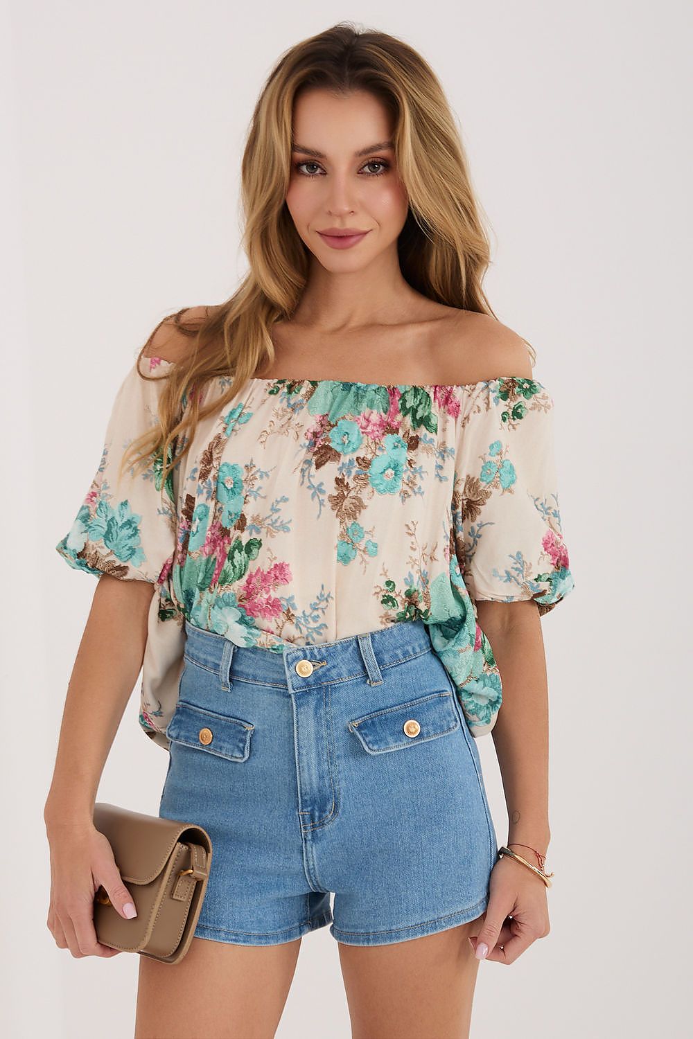 Anibe Lifestyle - Blus med blomtryck och pösiga ärmar
