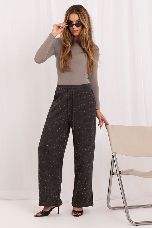 Anibe Lifestyle - Mjukisbyxor med strass och high-waist