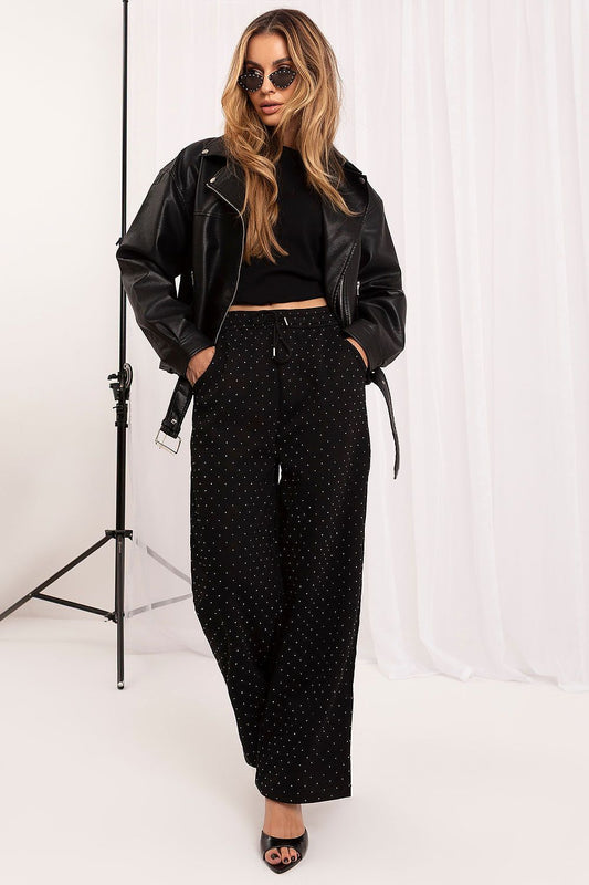 Anibe Lifestyle - Mjukisbyxor med strass och high-waist