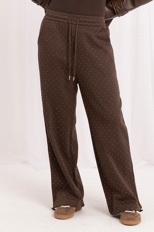 Anibe Lifestyle - Mjukisbyxor med strass och high-waist