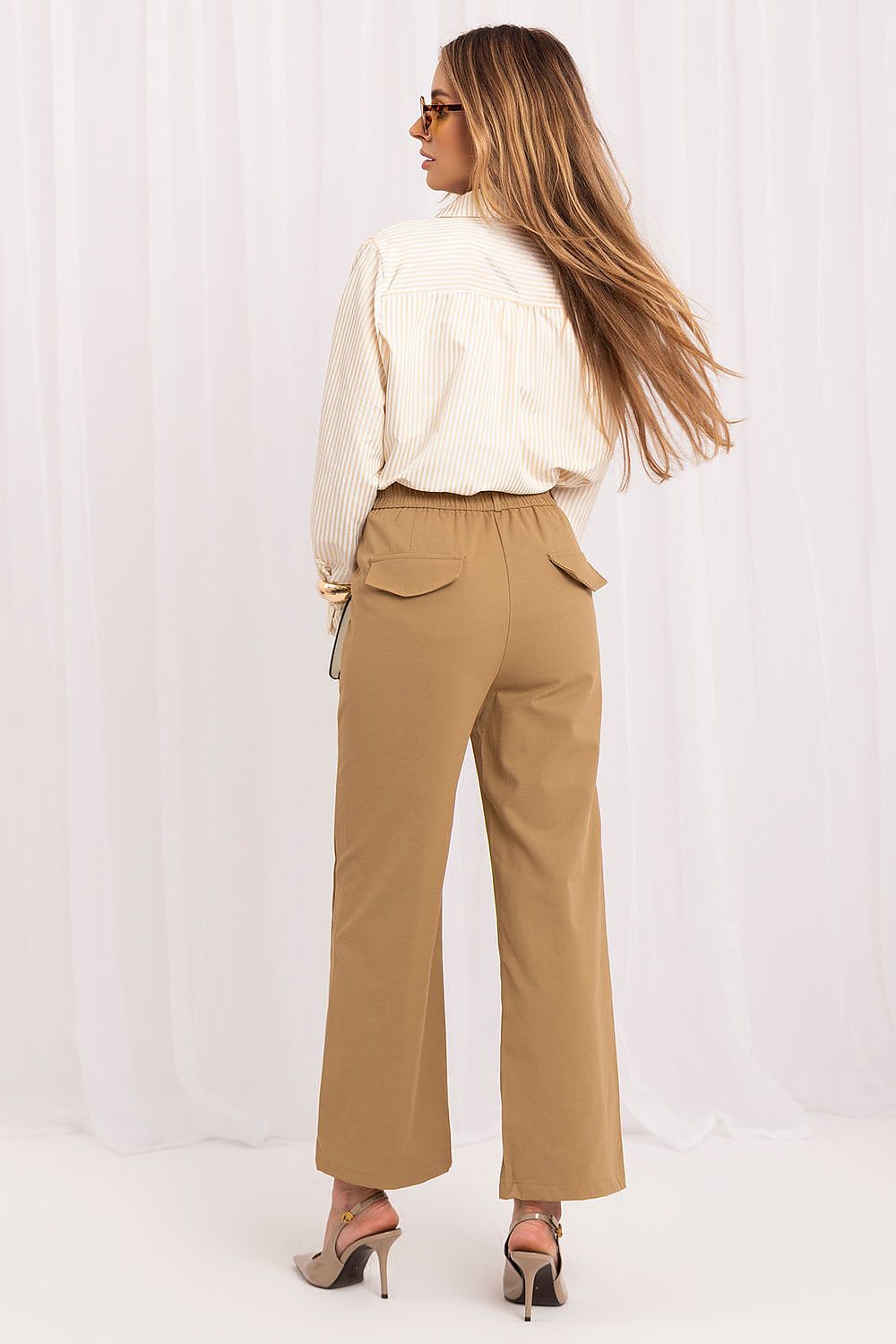 Anibe Lifestyle - Ankellånga vida byxor med high-waist