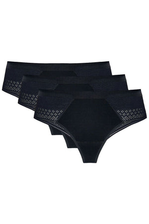 Anibe Lifestyle - Olga - T-backs i svart bomull 3-pack