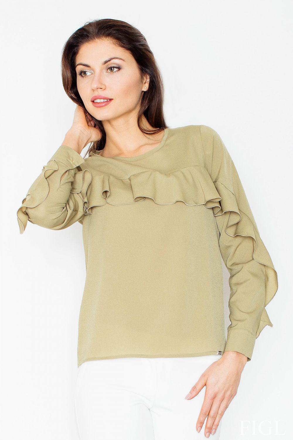 Anibe Lifestyle - Blus med manschetter och volangdetalj
