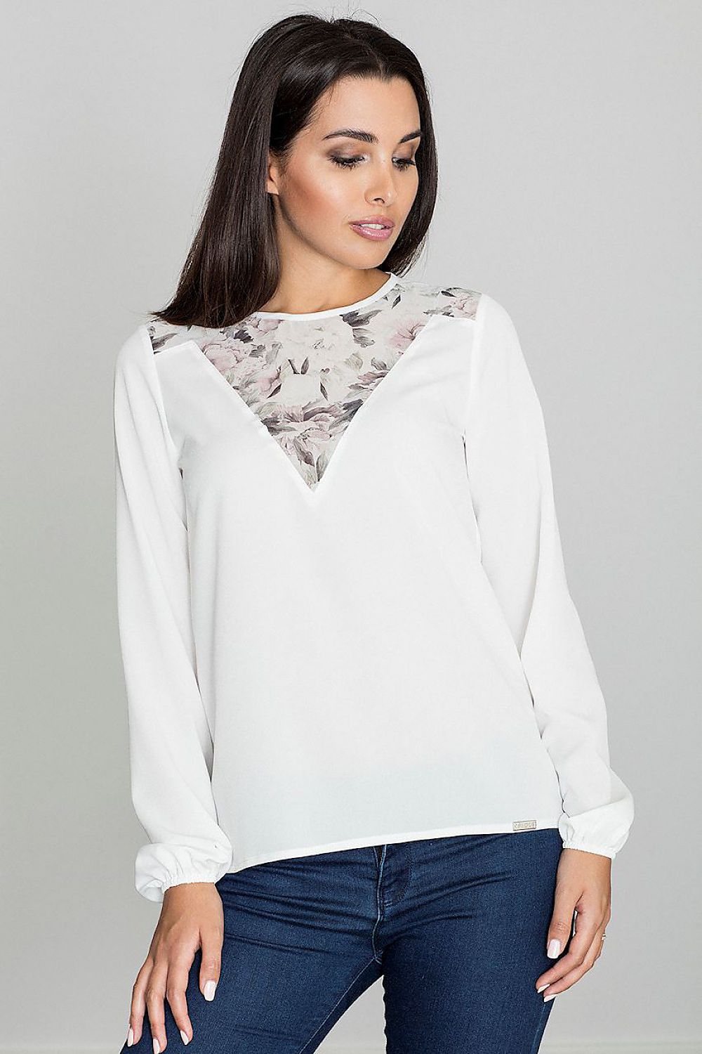 Anibe Lifestyle - Blus med mönstrad ringning och slits baktill