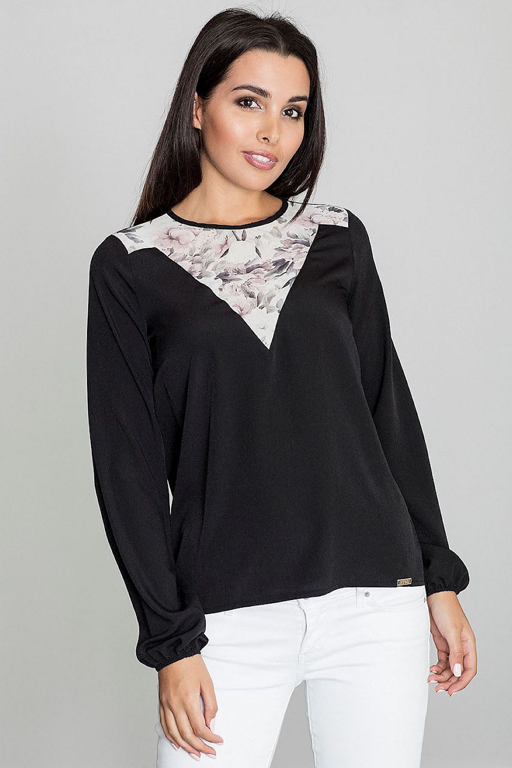 Anibe Lifestyle - Blus med mönstrad ringning och slits baktill