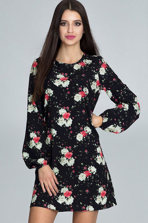 Anibe Lifestyle - Klänning med blommönster och långa ärmar
