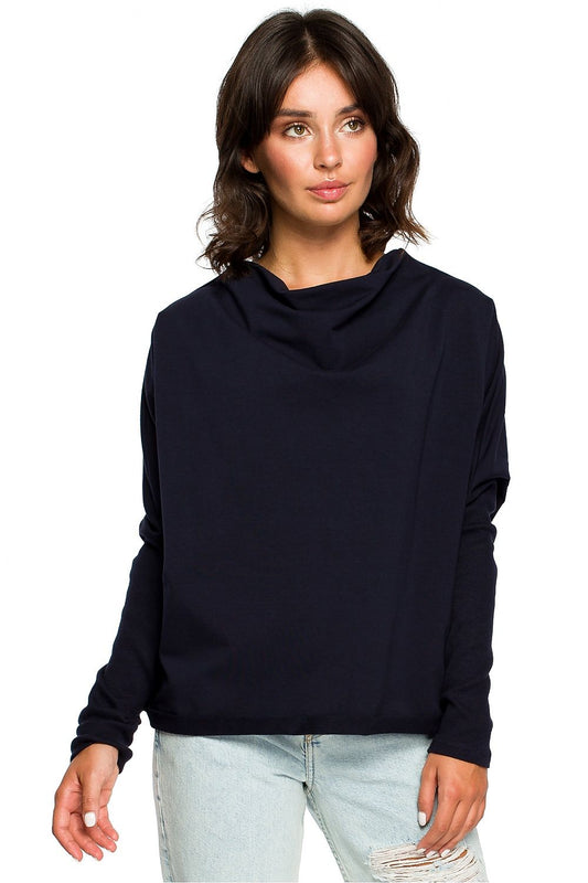 Anibe Lifestyle - Ledig sweatshirt med draperad urringning