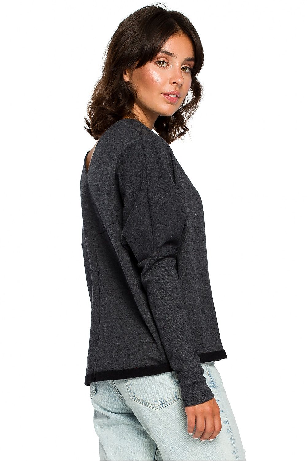 Anibe Lifestyle - Ledig sweatshirt med draperad urringning