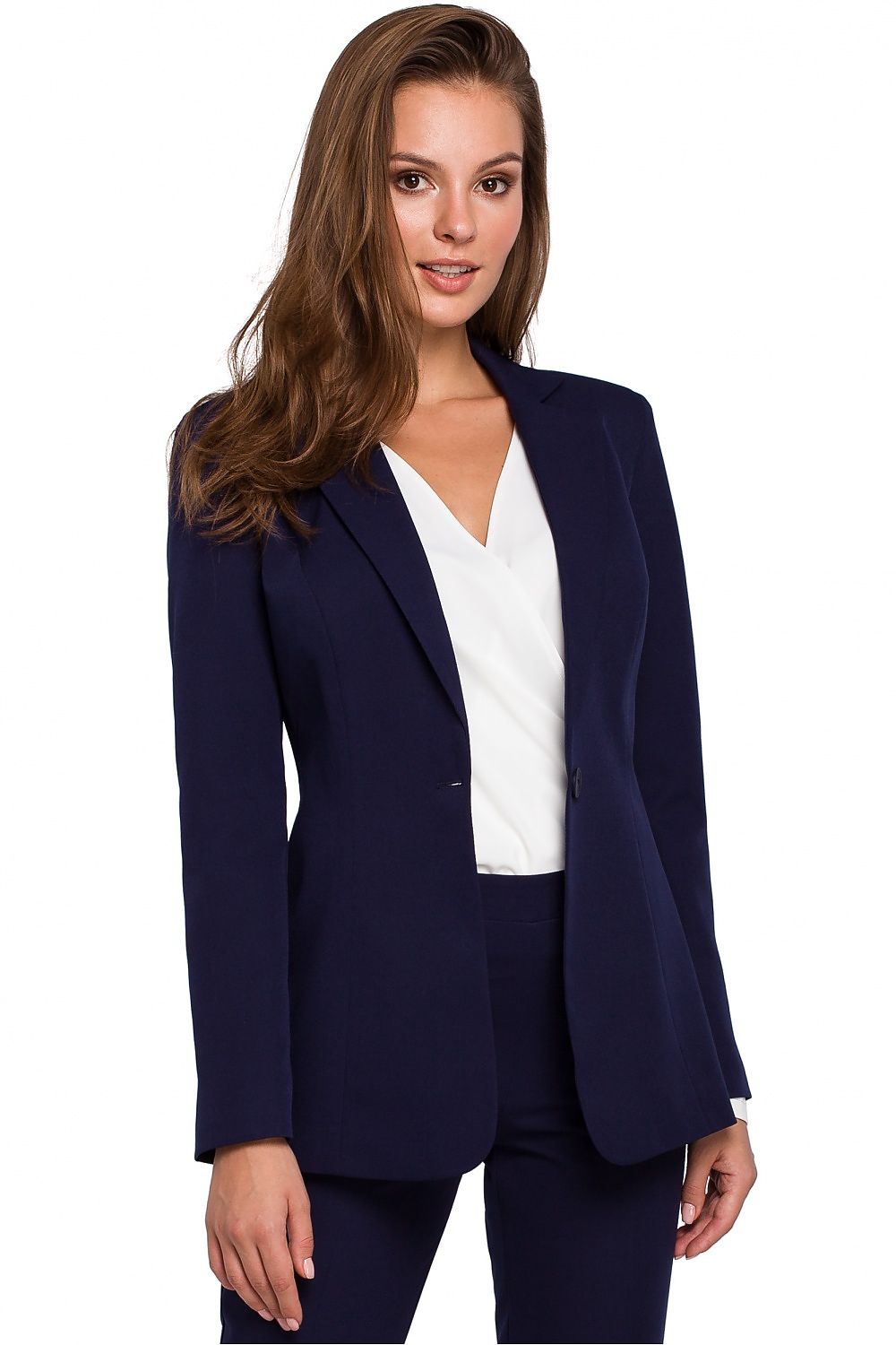 Anibe Lifestyle - Slim fit kavaj med enknappsstängning