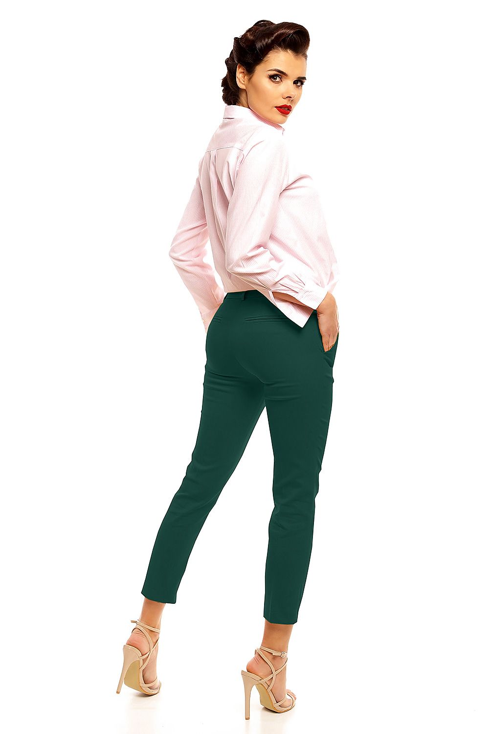 Anibe Lifestyle - Ankellånga byxor med high-waist och fickor