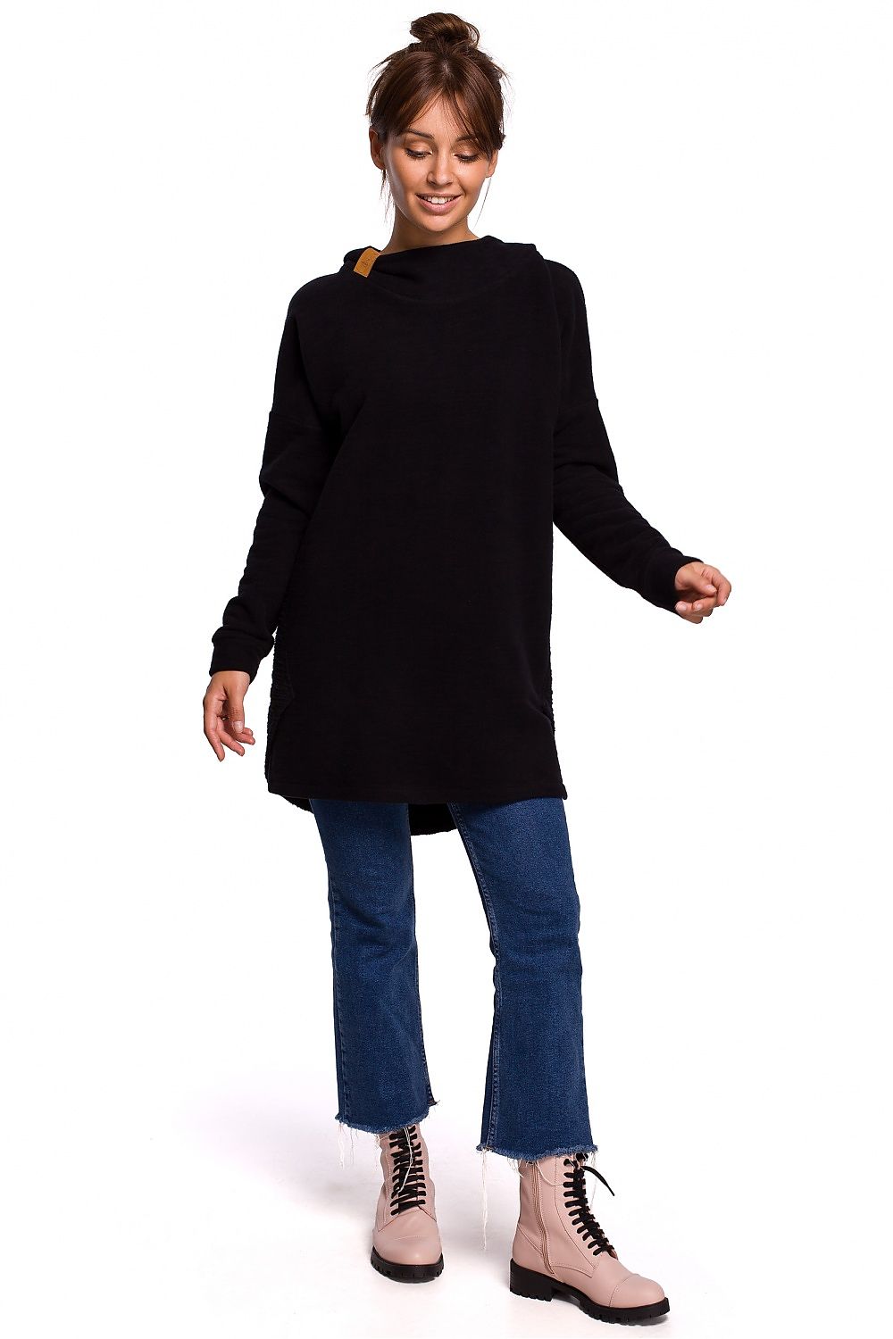 Anibe Lifestyle - Lång sweatshirt med luva och hög krage