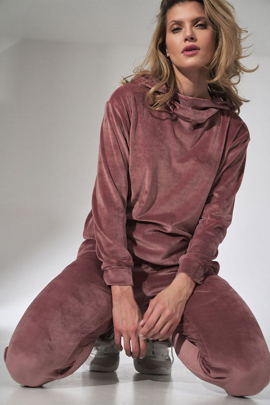 Anibe Lifestyle - Velour-hoodie med luva och mudd