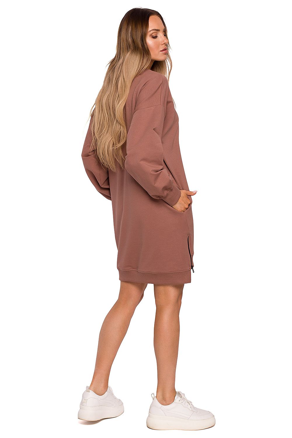 Anibe Lifestyle - Lång sweatshirt med patch och dragkedjor