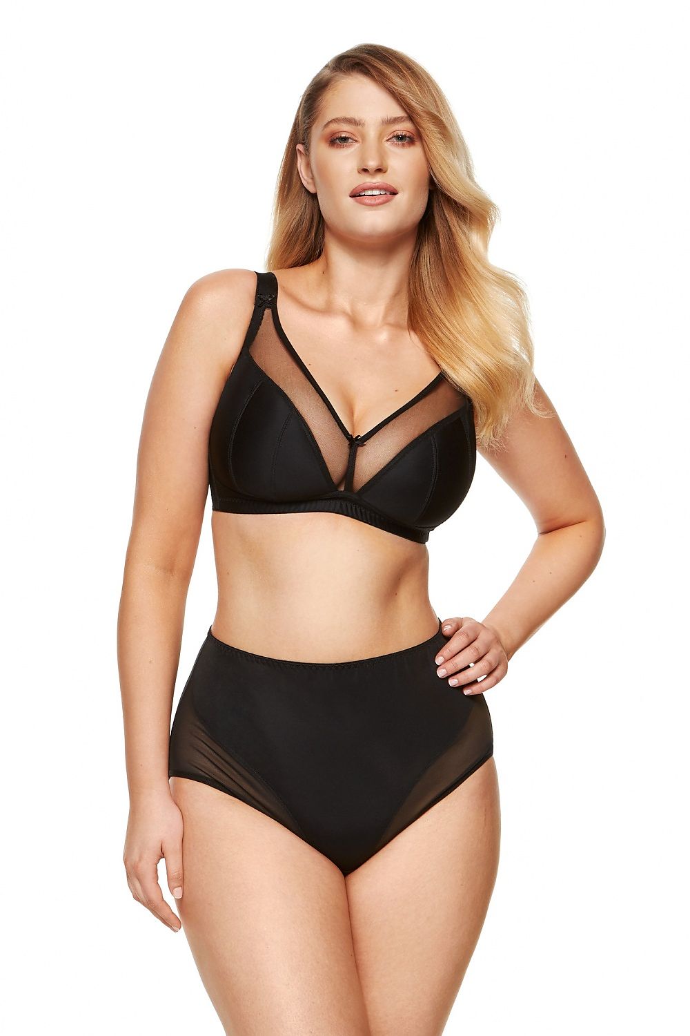 Anibe Lifestyle - High-waist trosor i elastiskt tyll och mjuk stickad tygkvalitet