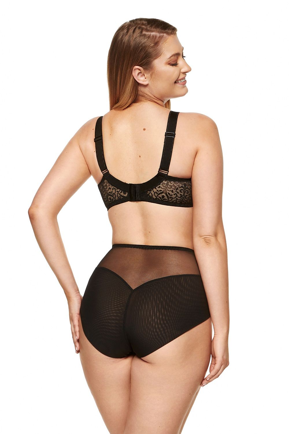 Anibe Lifestyle - High-waist trosor i tyll och tyg med präglat orientaliskt mönster