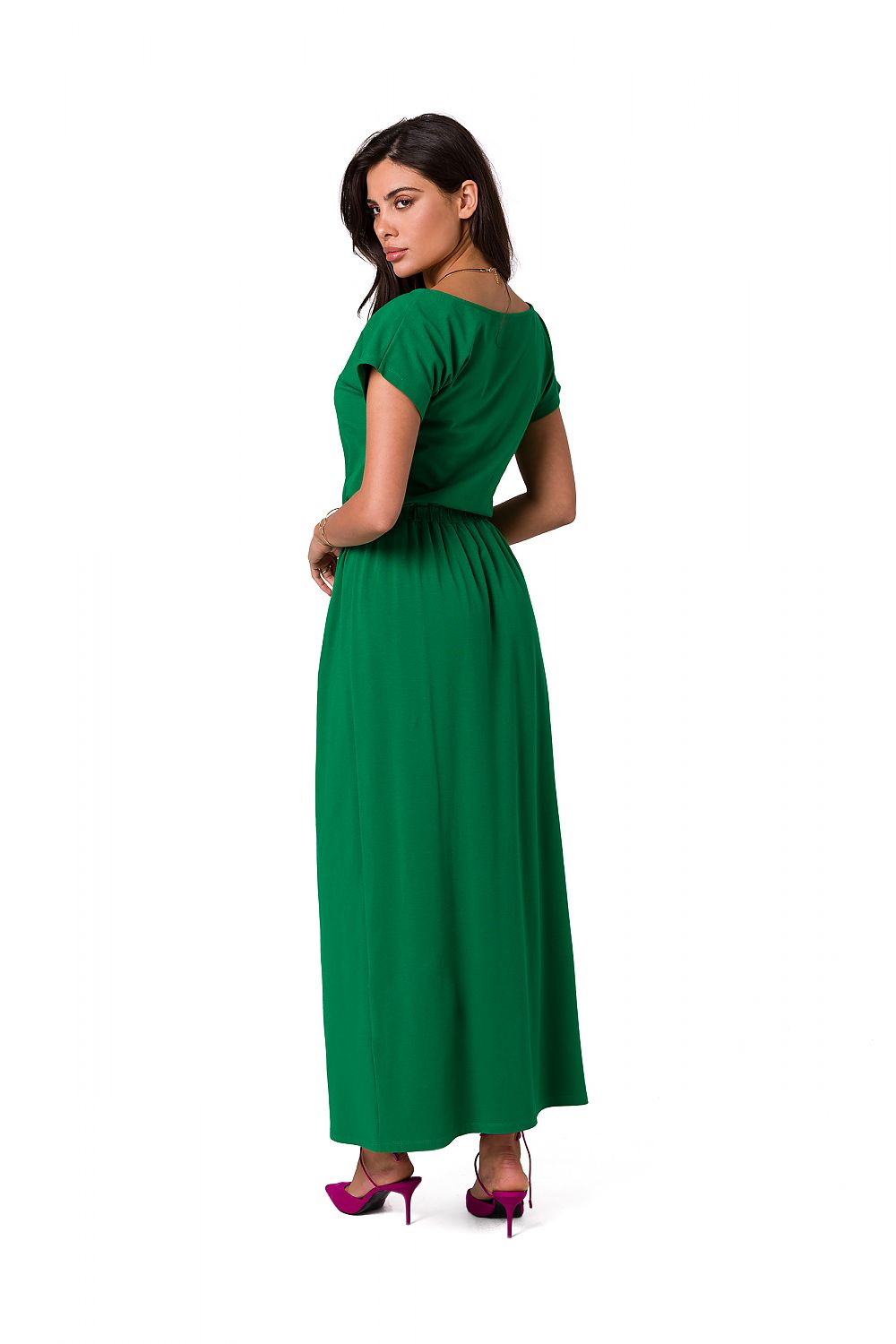 Anibe Lifestyle - Maxiklänning med kort ärm och off-shoulder-ringning