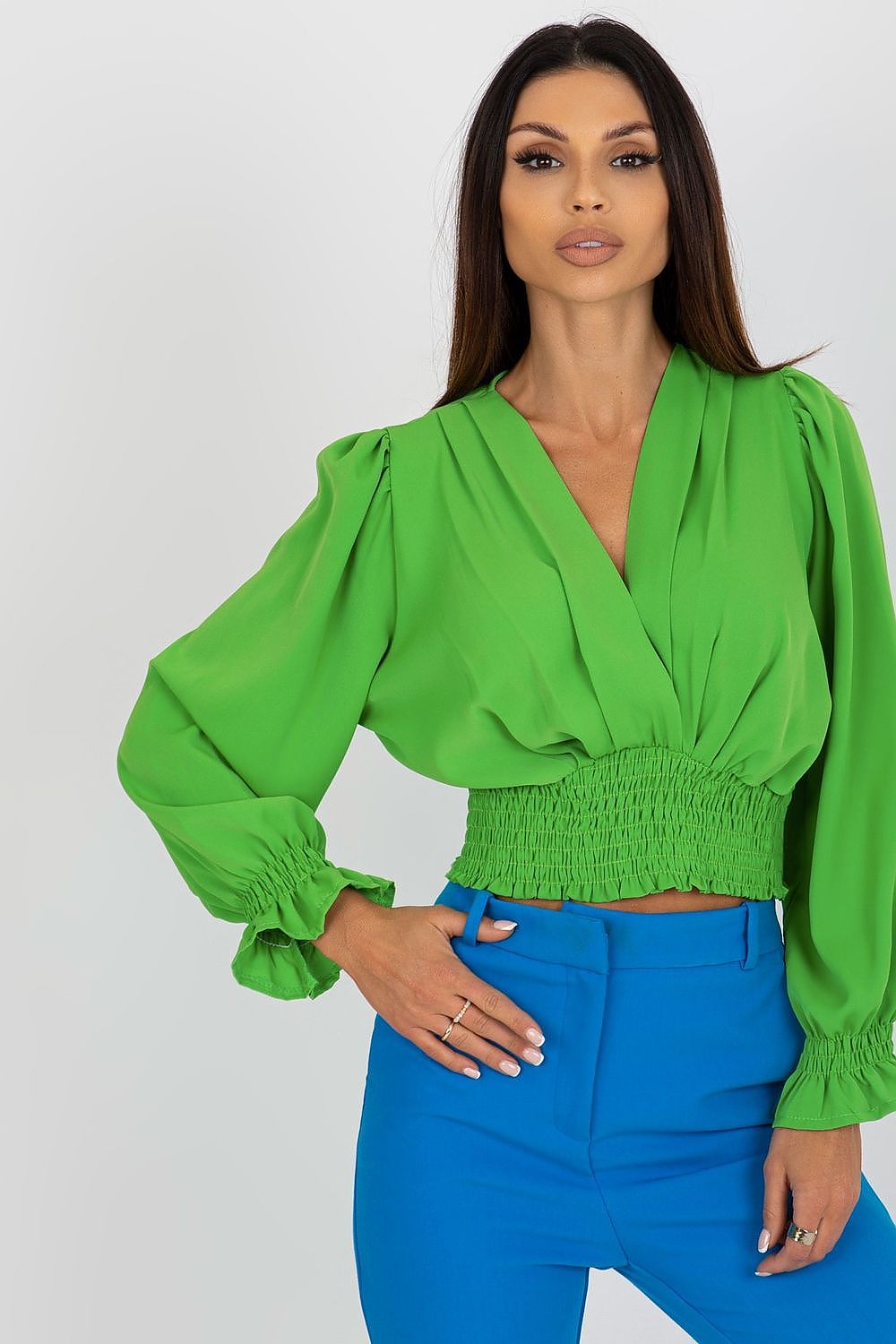 Anibe Lifestyle - Blus med omlott och V-ringning