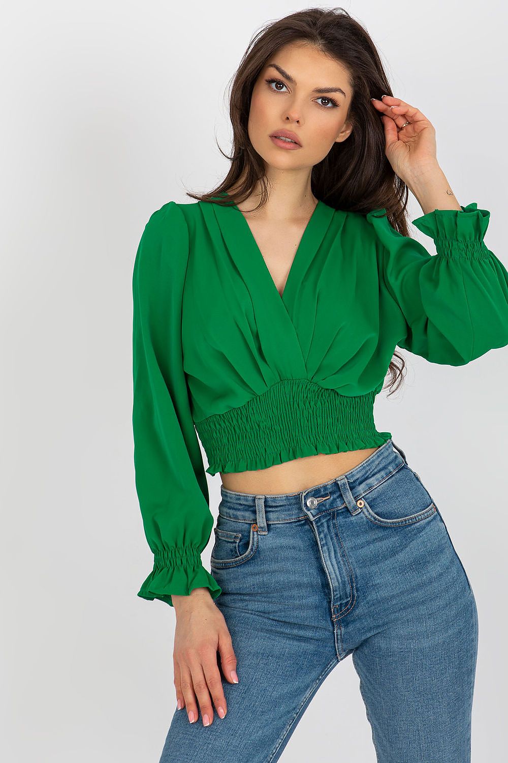 Anibe Lifestyle - Blus med omlott och V-ringning