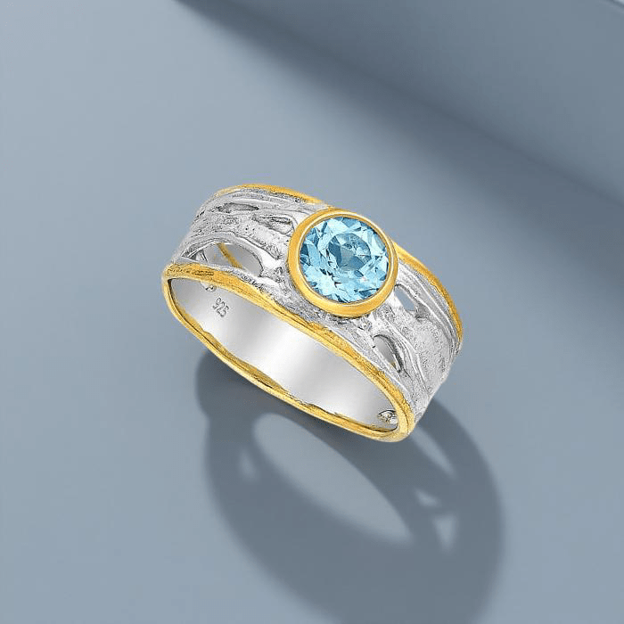 Ring Stella Azzurra - Sterlingsilver himmelsblå Topasring