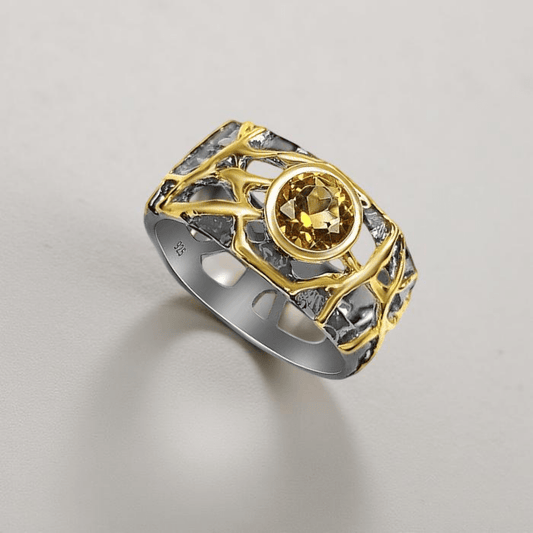 Ring Alba - Silverring med Citrin guldpläterad