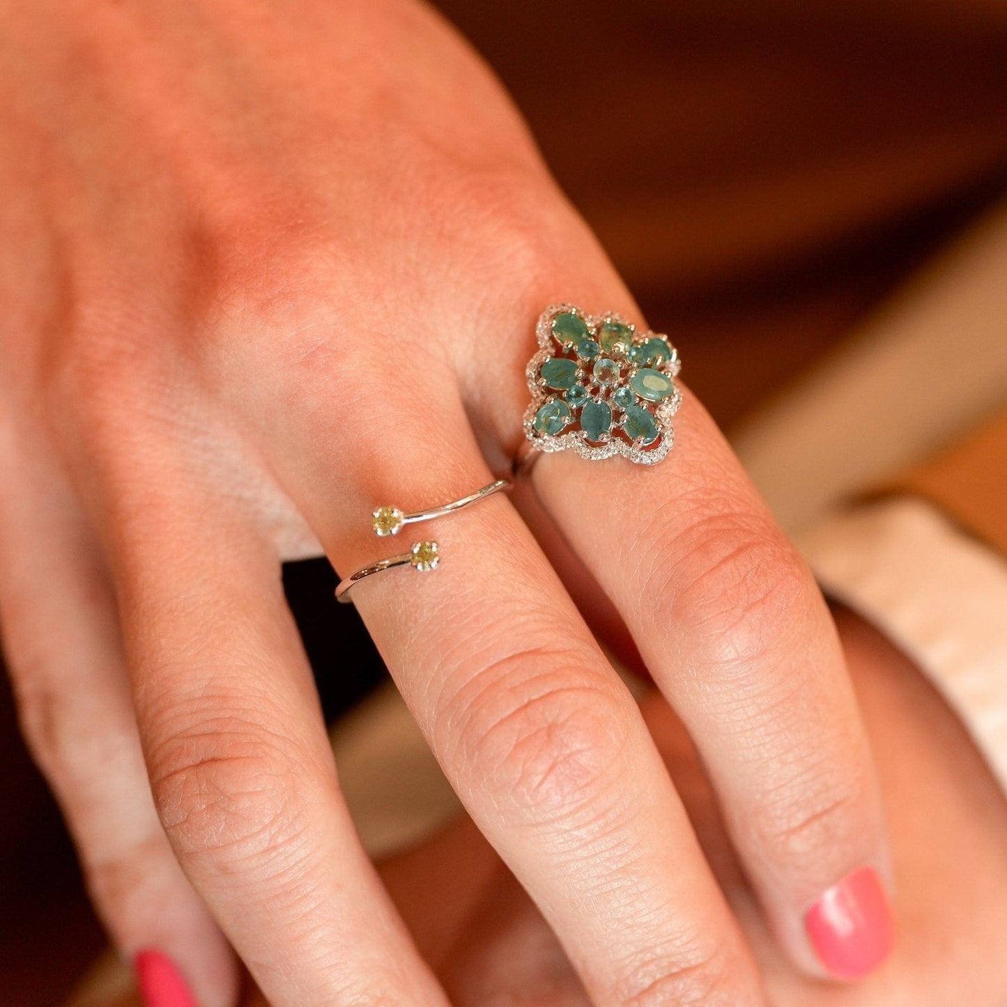 Ring Esmeralda - Sterlingsilver Emerald Rhodium Pläterad ring-2