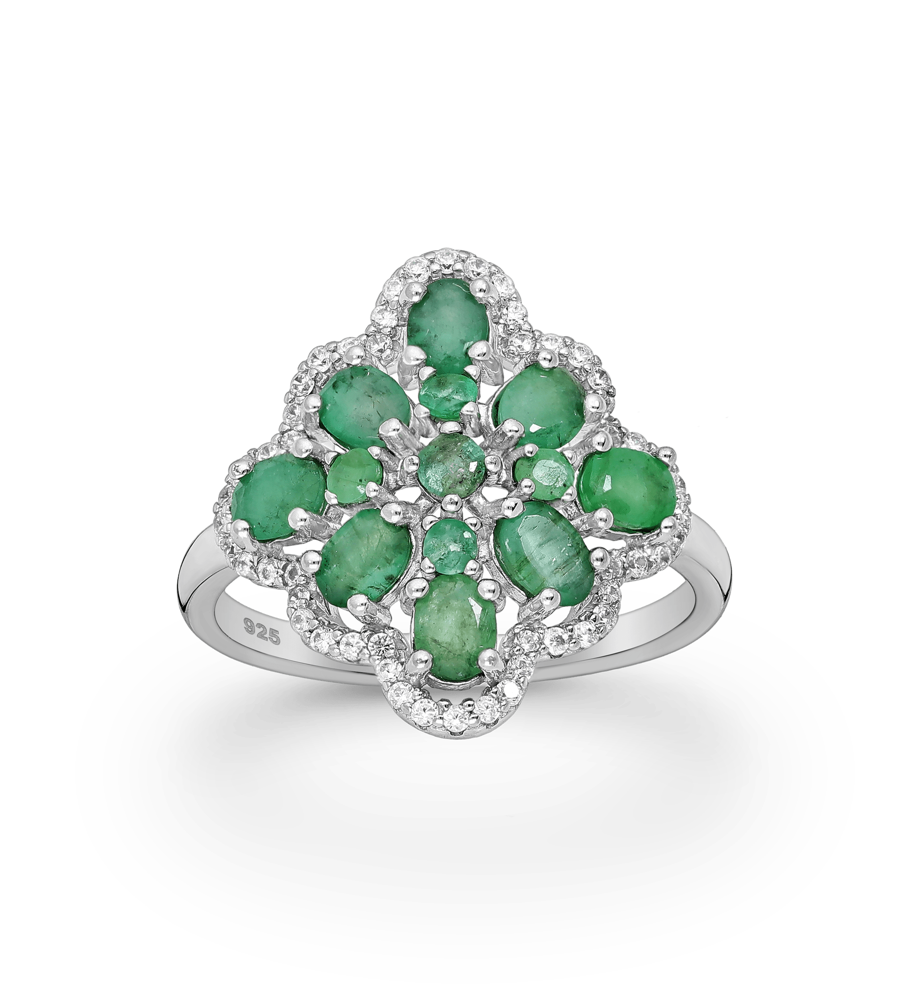 Ring Esmeralda - Sterlingsilver Emerald Rhodium Pläterad ring-3