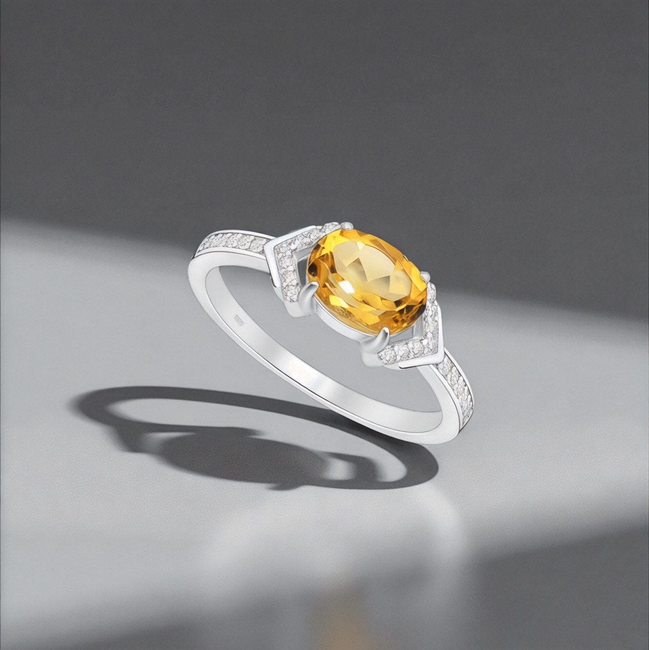 Ring Samarkand - Sterlingsilverzirkonia och citrinring-0
