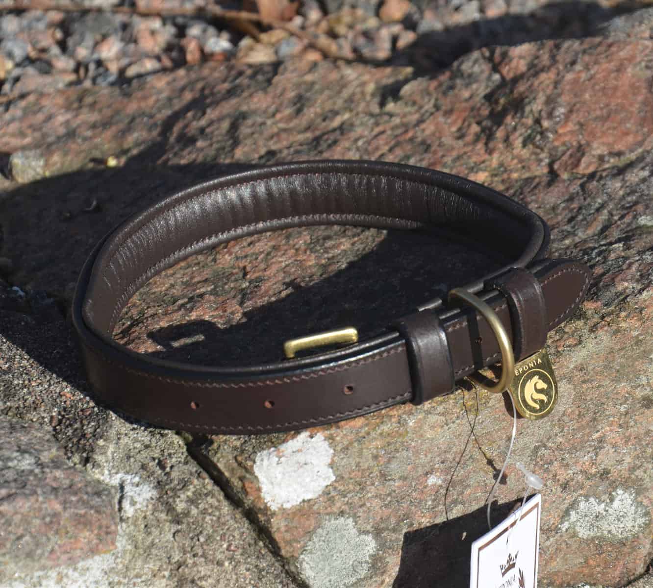 Premium dog collar in plaited natural tanned leather-2