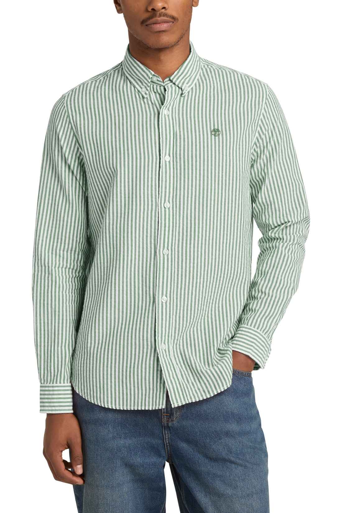 TIMBERLAND - Men's striped seersucker shirt  - Size 3XL-0