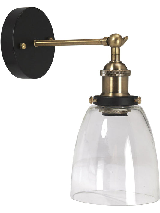 Kappa Vägglampa Svart/Mässing Klar IP23 14cm