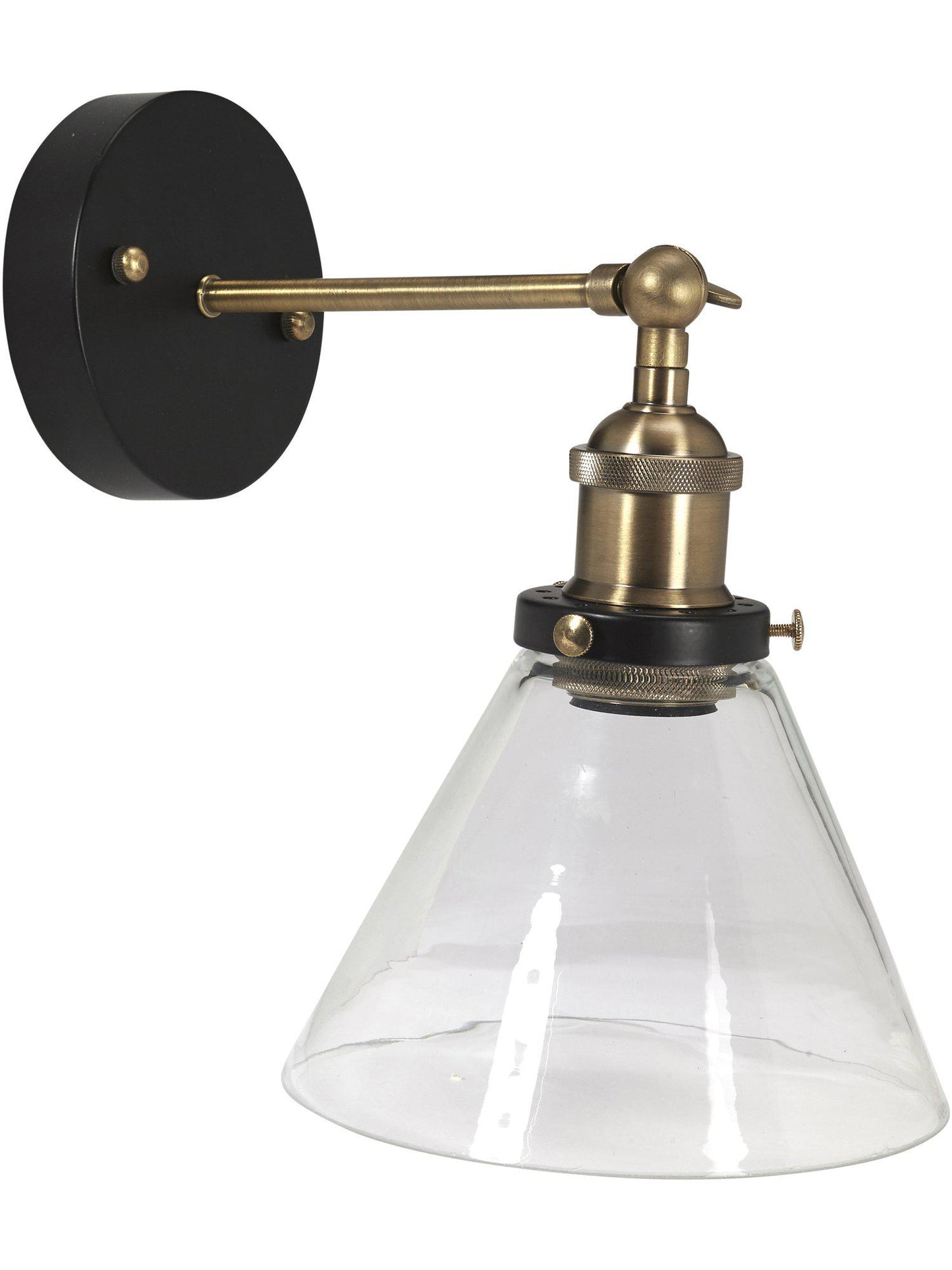 Lambda Vägglampa Svart/Mässing Klar IP23 18cm