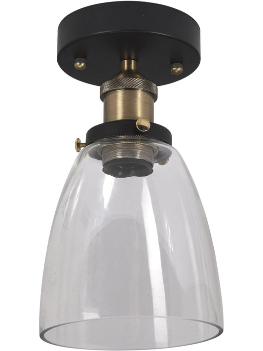 Kappa Taklampa Svart/Mässing Klar IP23 14cm