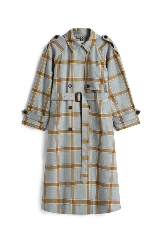 TOMMY HILFIGER - Women's relaxed checked double-breasted trench coat-1