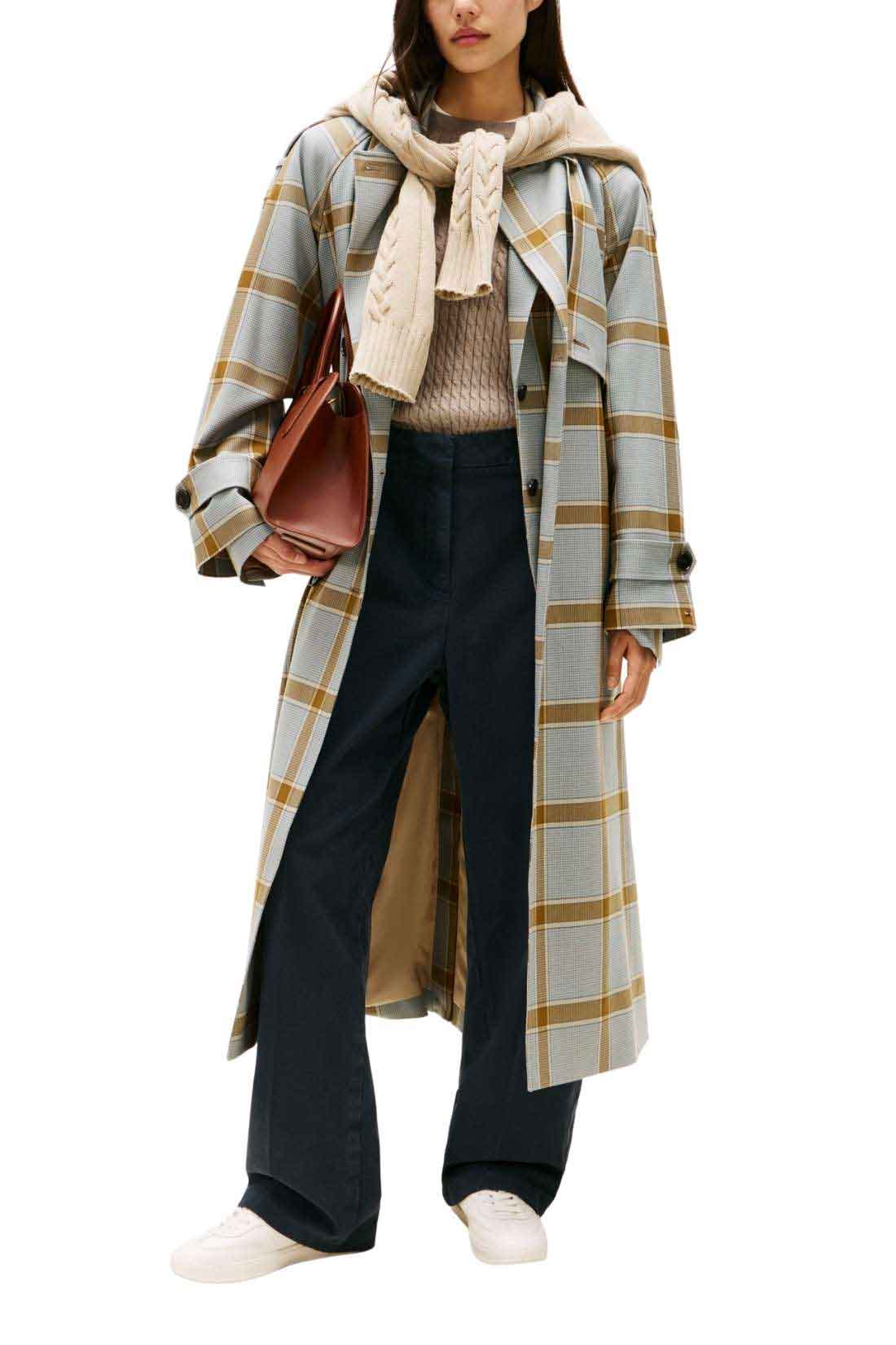 TOMMY HILFIGER - Women's relaxed checked double-breasted trench coat-0